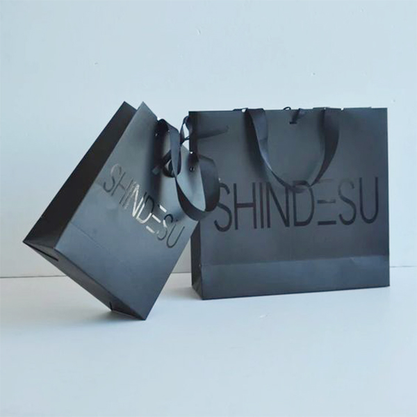 Custom Printed Black Paper Bags Wholesale