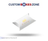 Custom Printed Gold Foil Pillow Boxes Wholesale