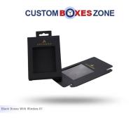 Custom Printed Black Packaging Boxes with Window Wholesale A Product Related To Beard Soap Boxes