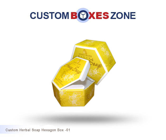 Custom Printed Herbal Soap Hexagon Packaging Boxes Wholesale