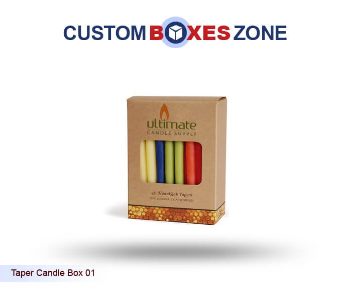 Custom Printed Taper Candle Boxes with Logo Wholesale No Minimum