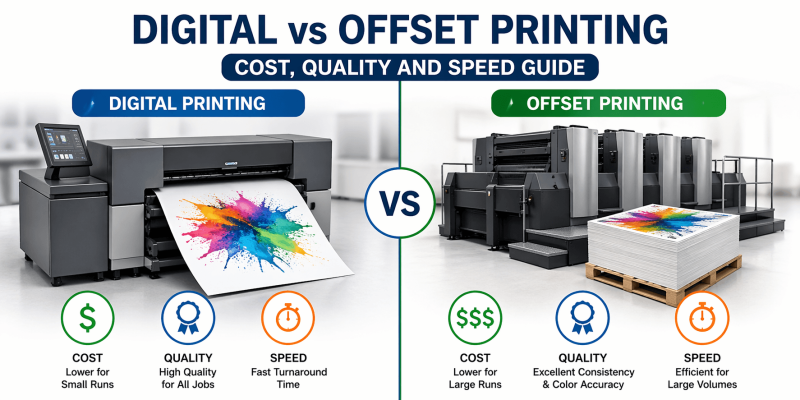 Digital vs Offset Printing: Cost Quality and Speed Guide
