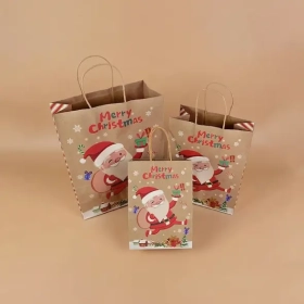 Christmas Paper Gift Bags Custom kraft Christmas paper gift bag