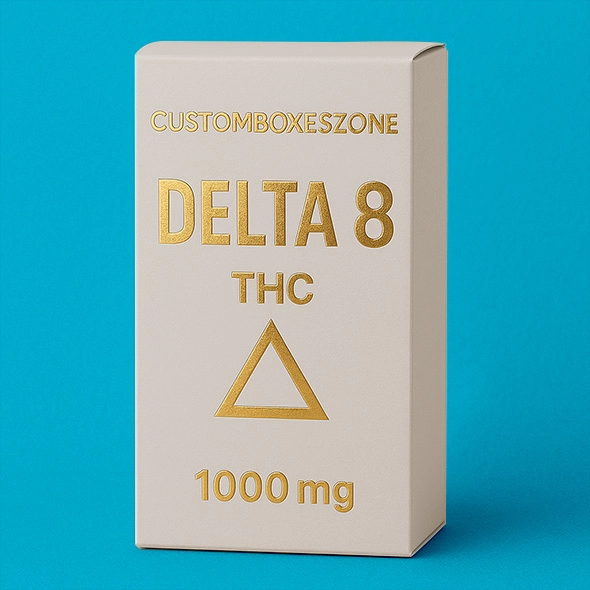 Delta 8 THC packaging with Gold Foiling